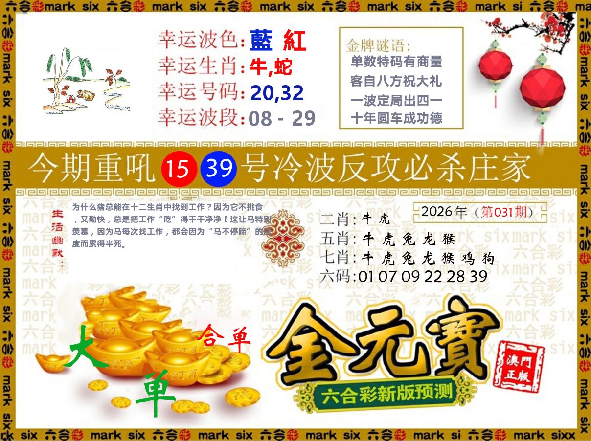 金元宝 第31期