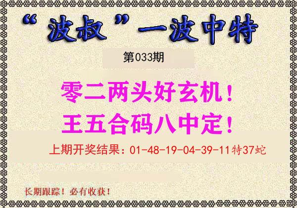 波叔中特 第33期