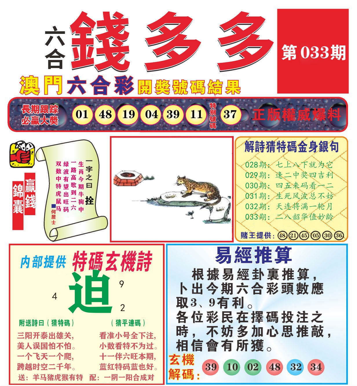 澳门钱多多B 第33期