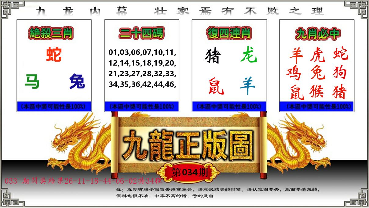 九龙正版图 第34期