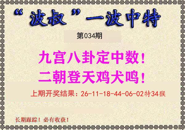 波叔中特 第34期