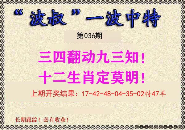 波叔中特 第36期