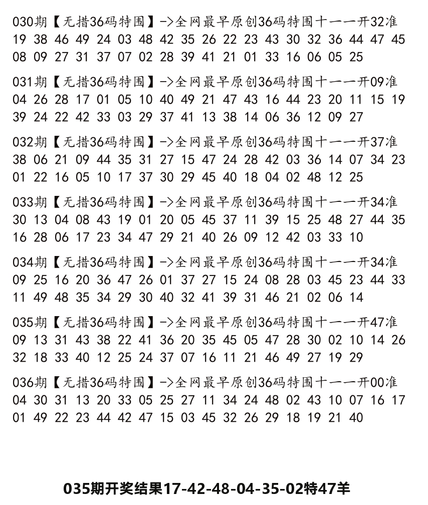 无错三十六码 第36期