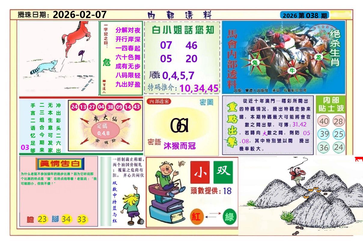 澳门内部透料A 第38期