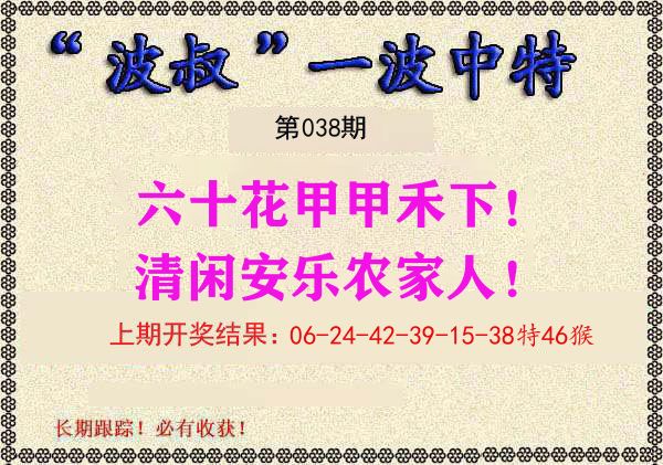 波叔中特 第38期