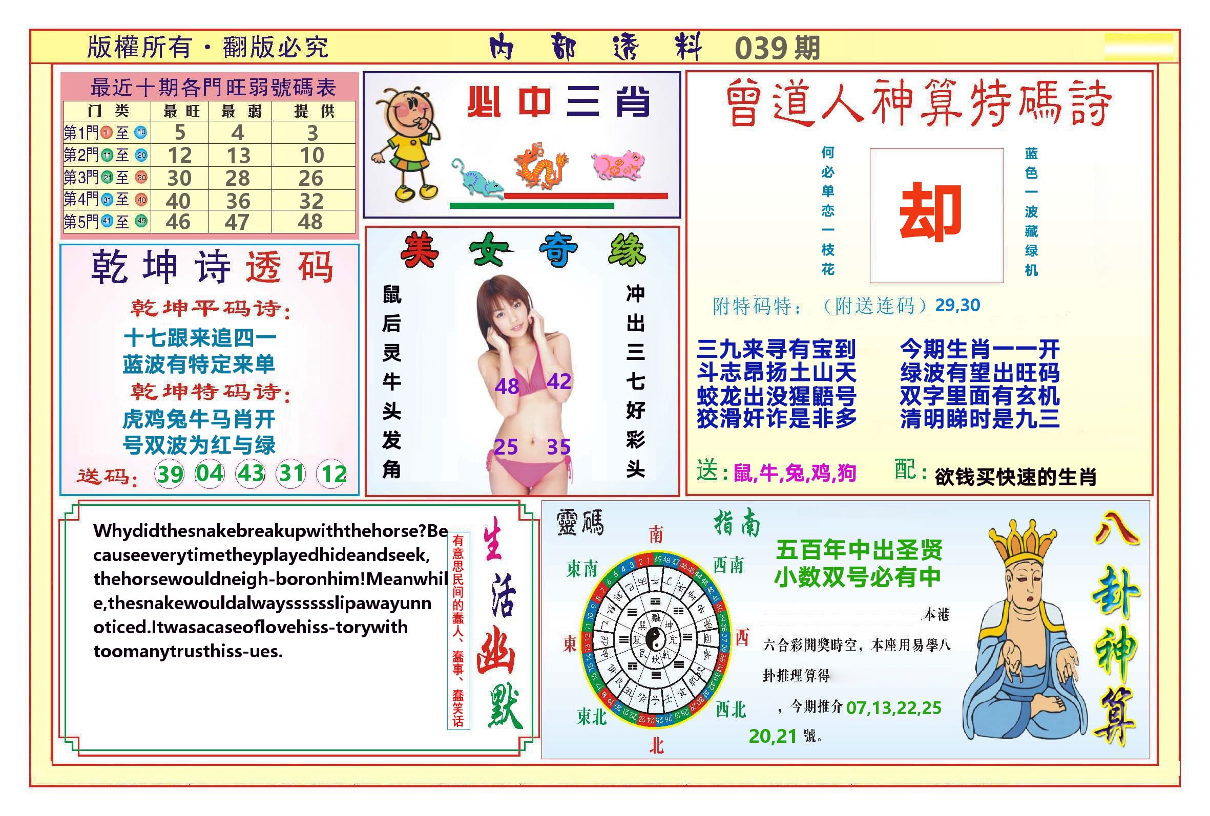 澳门内部透料B 第39期