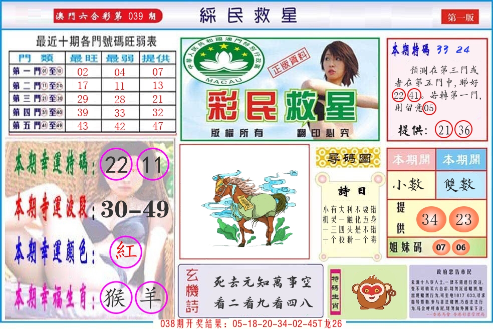 澳门彩民救星 第39期