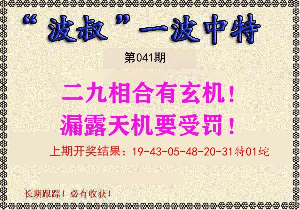 波叔中特 第41期