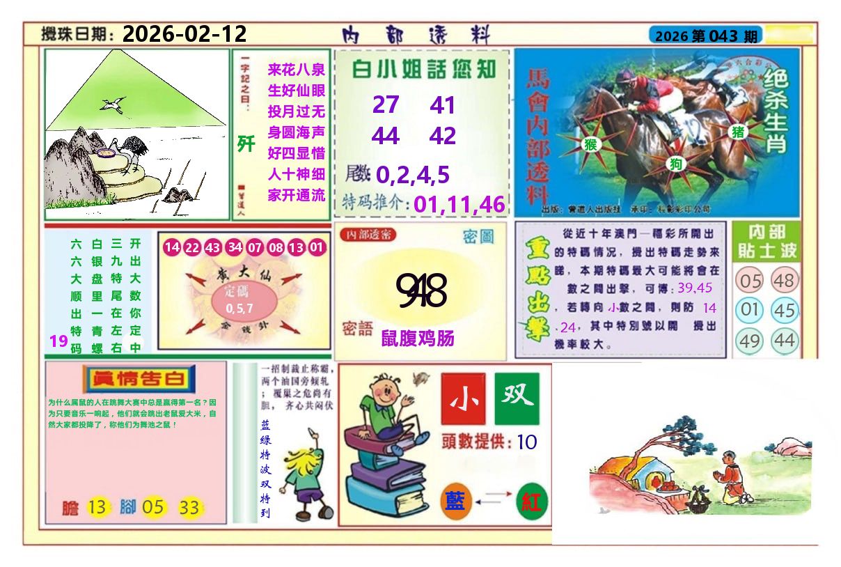 澳门内部透料A 第43期