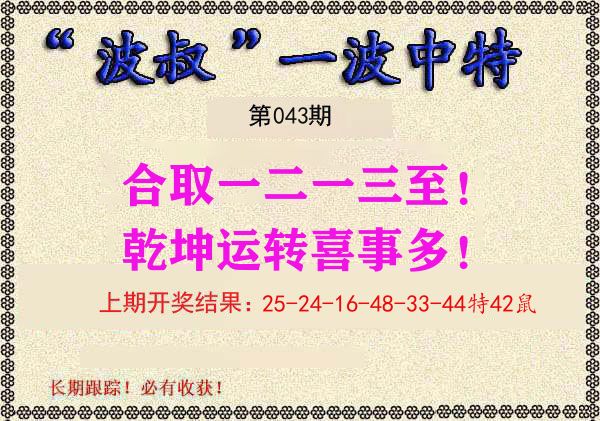 波叔中特 第43期