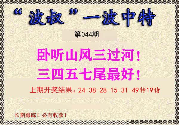 波叔中特 第44期