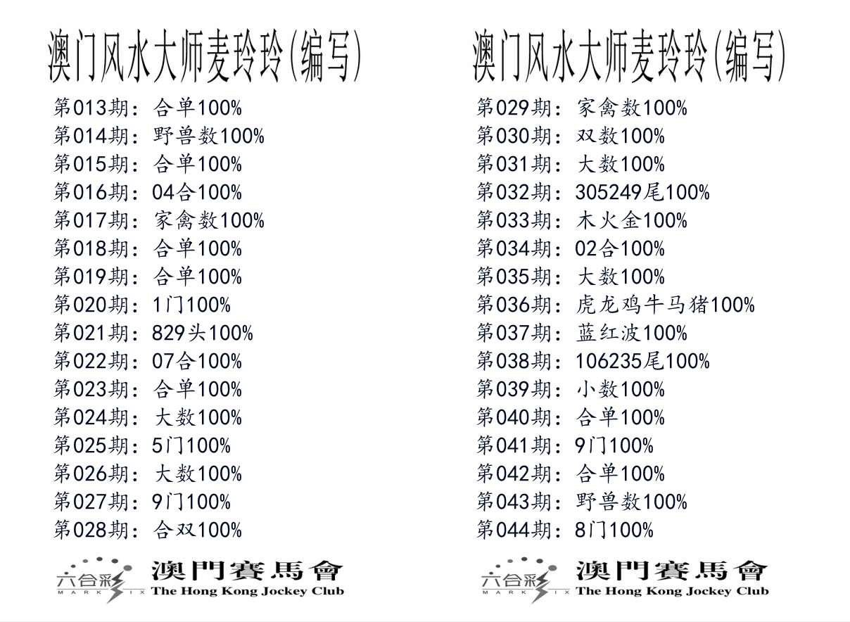 港麦大师 第44期