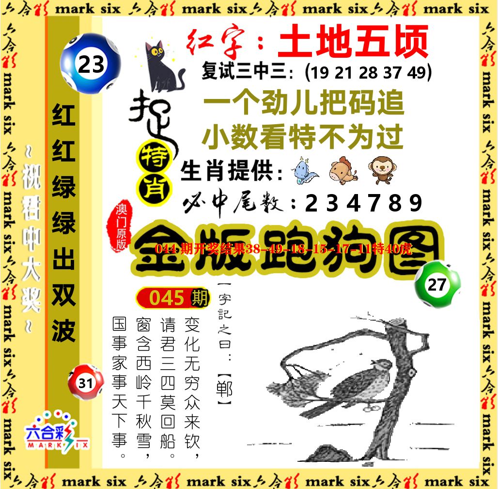 金版跑狗图 第45期