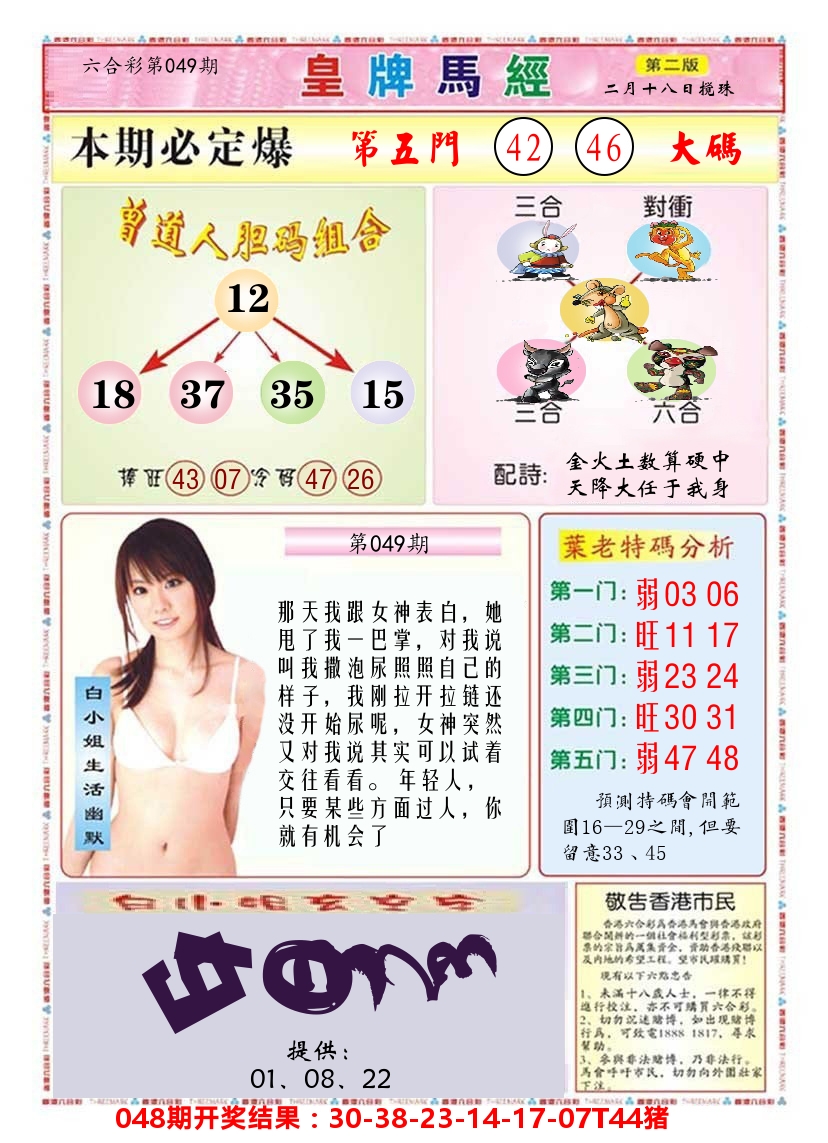 澳门皇牌马经B 第49期