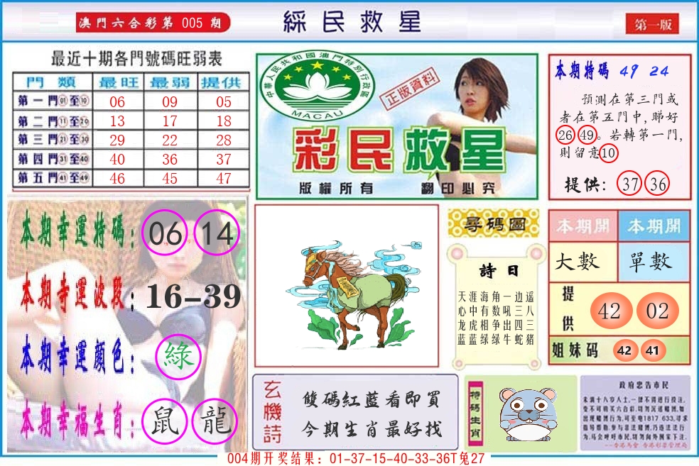 澳门彩民救星 第5期