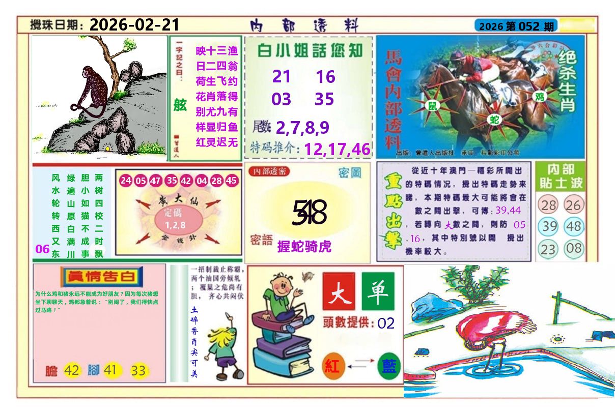 澳门内部透料A 第52期