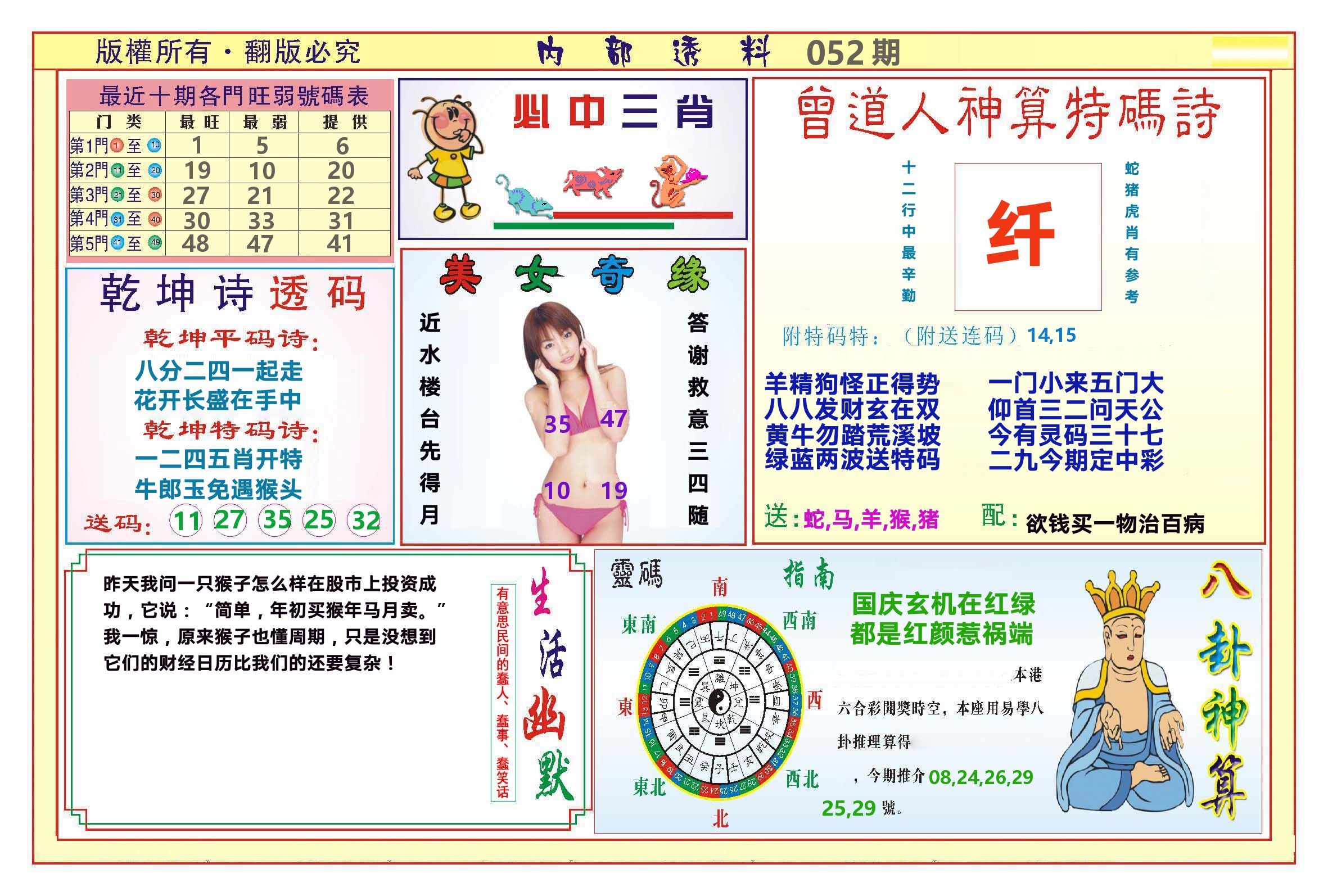 澳门内部透料B 第52期