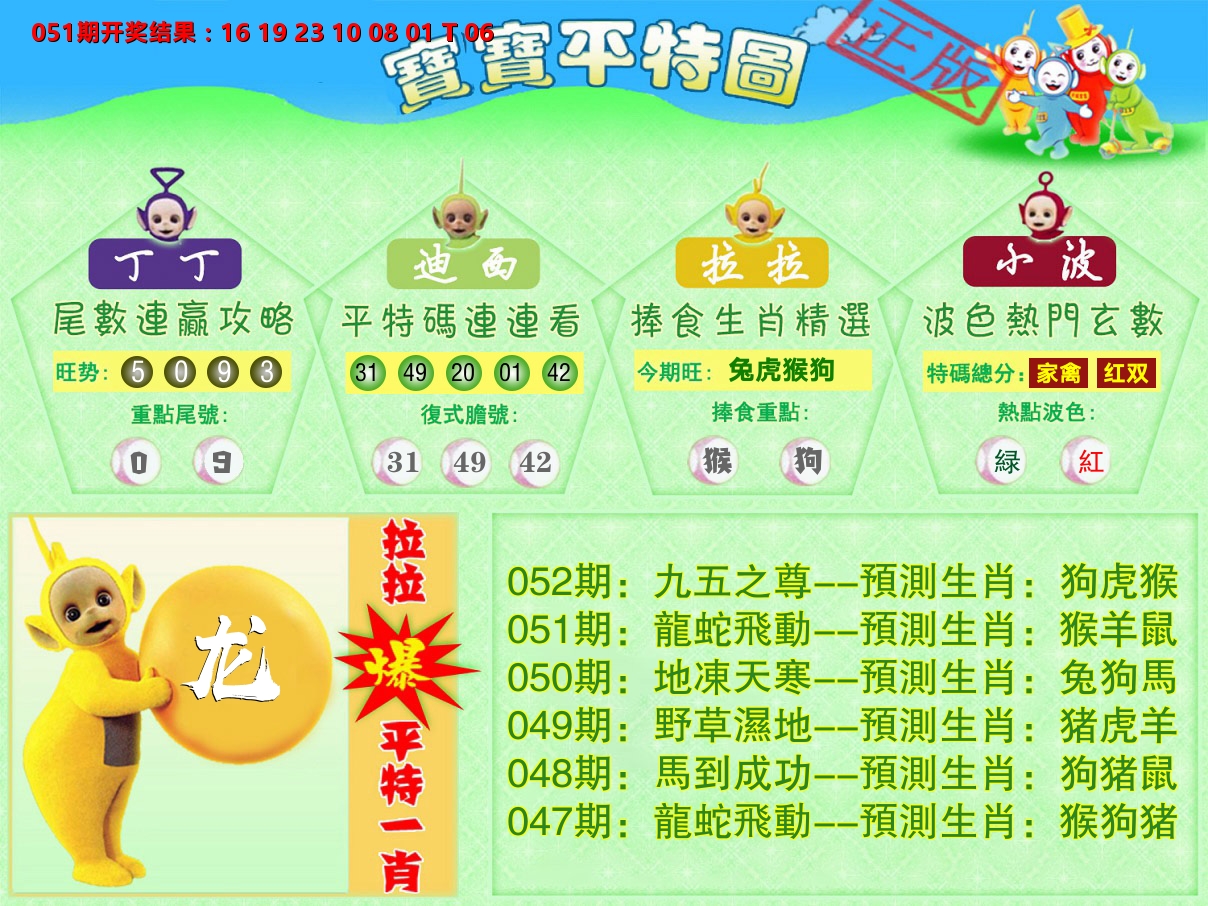 天线宝宝平特图 第52期