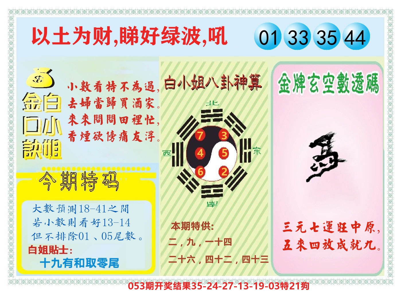 白小姐金口决 第54期