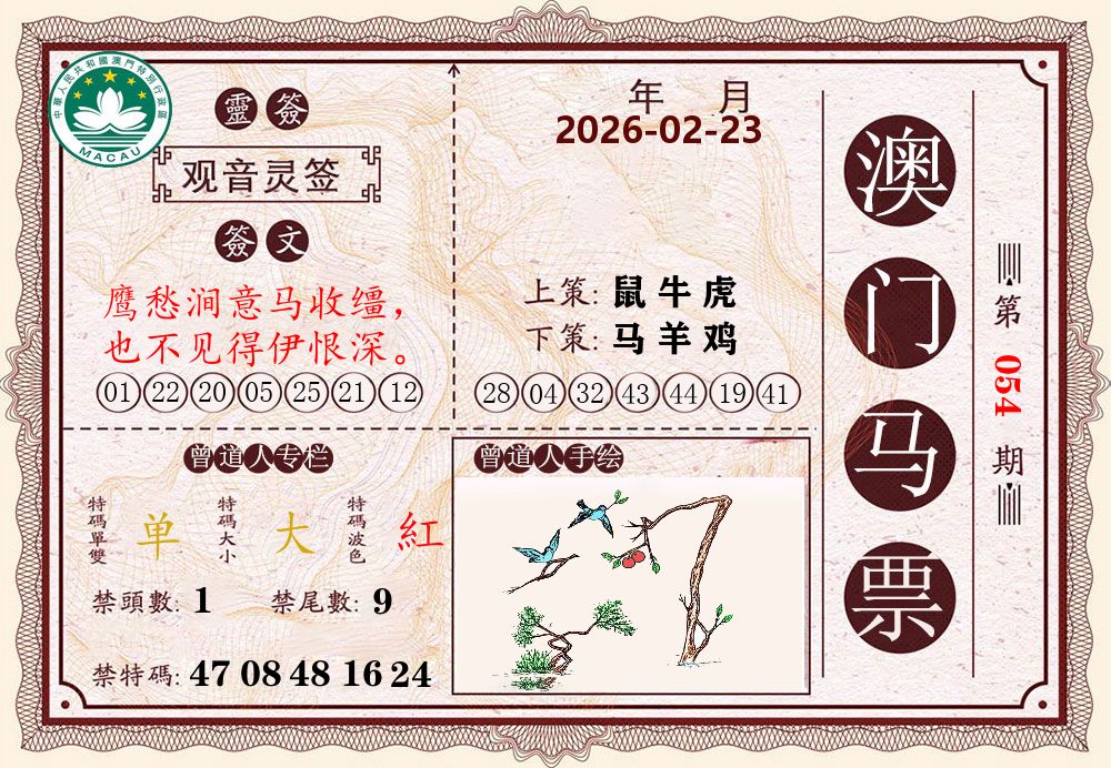澳门马票 第54期
