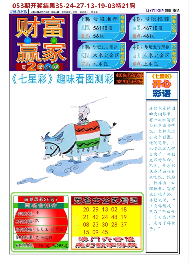 七星彩图A 第54期