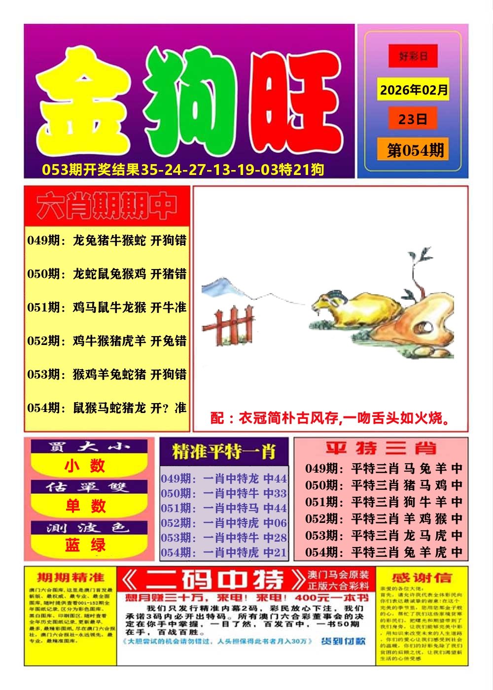 澳门金狗旺A 第54期