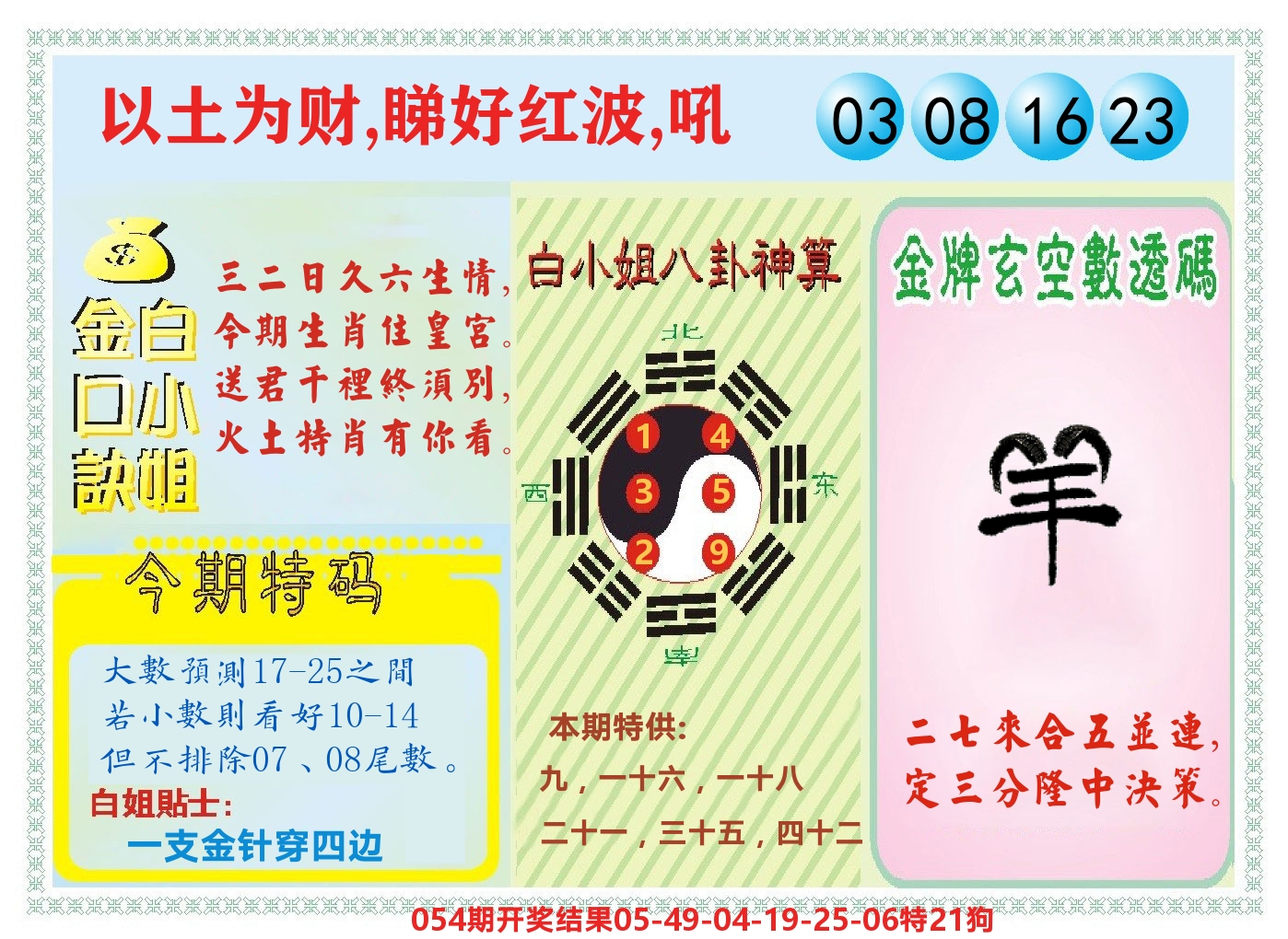 白小姐金口决 第55期