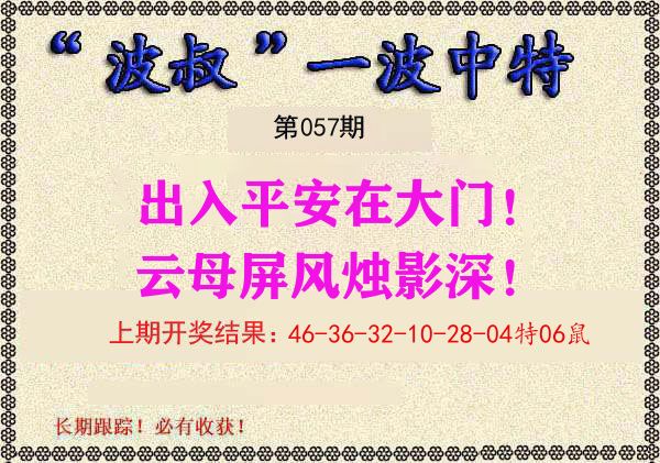 波叔中特 第57期
