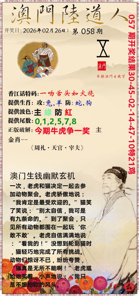 澳门陆道人 第58期