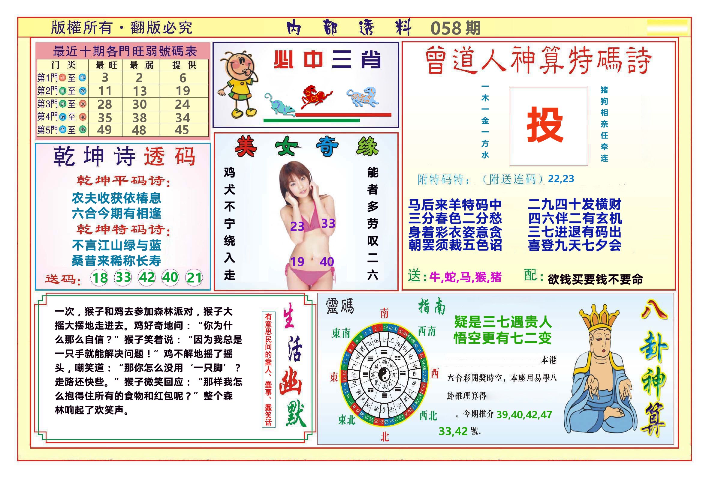澳门内部透料B 第58期