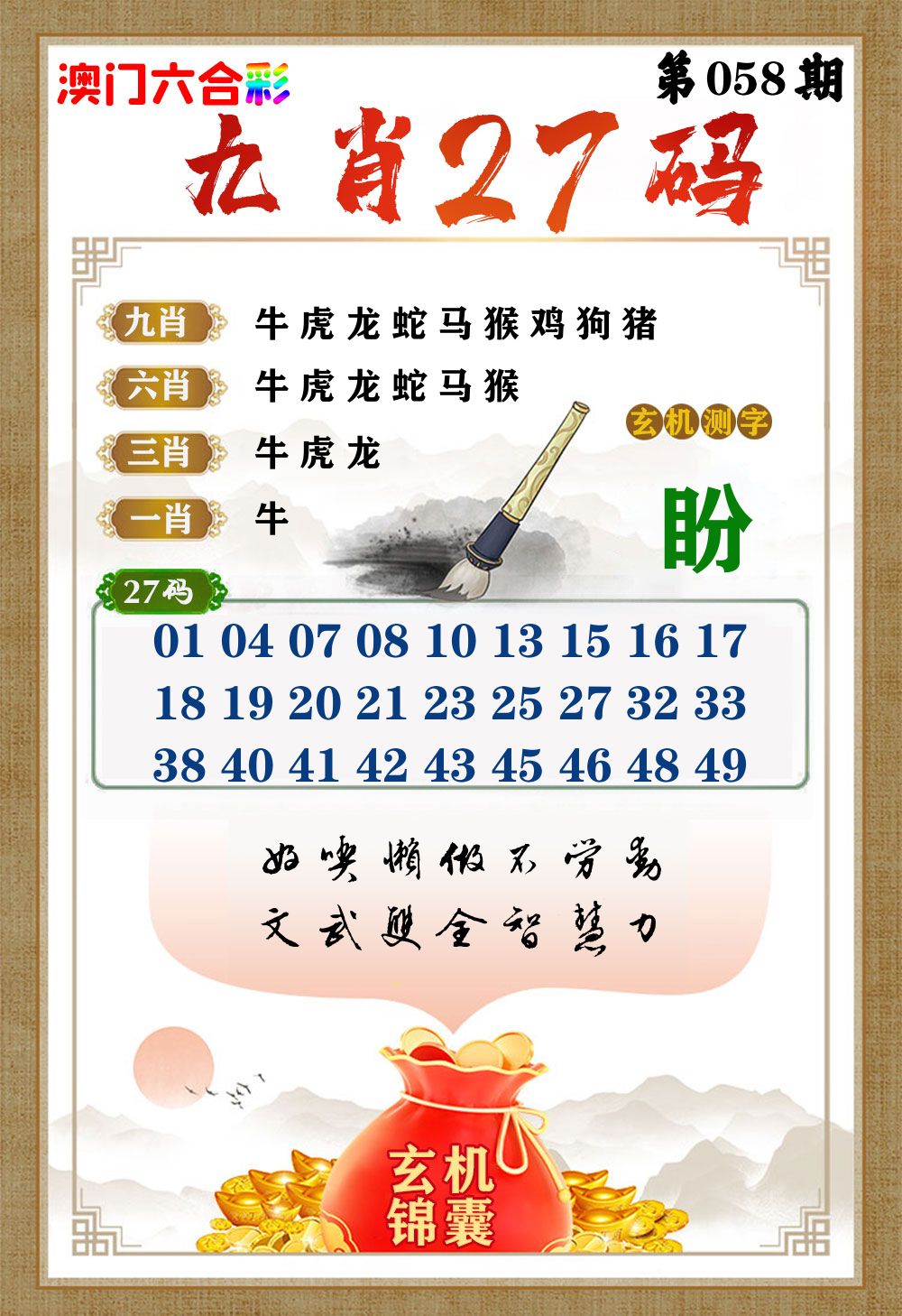玄机锦囊 第58期