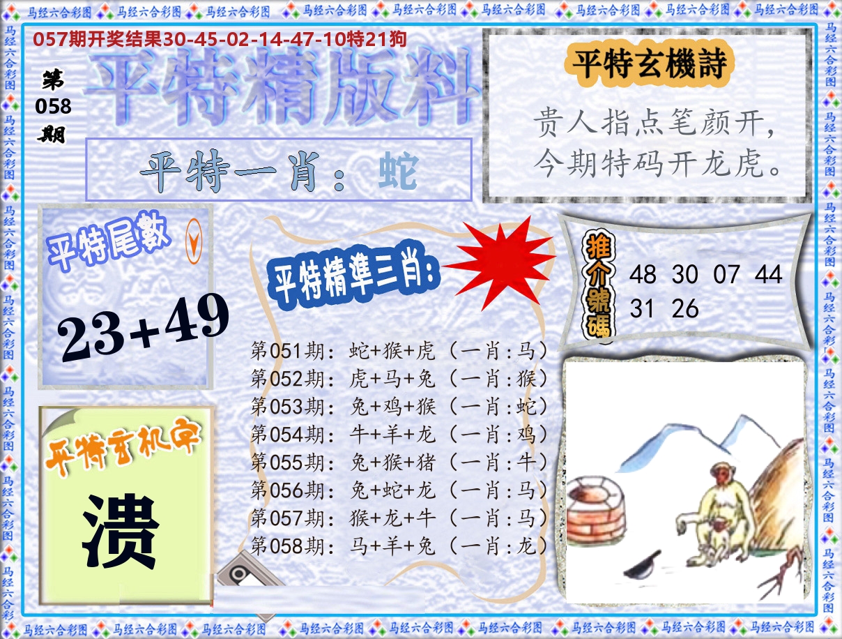 平特精版料 第58期