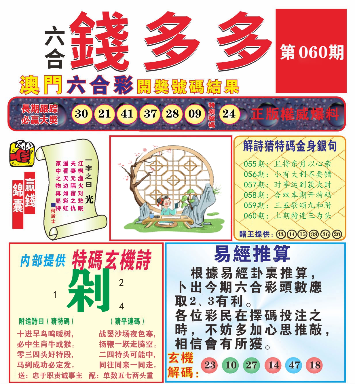 澳门钱多多B 第60期