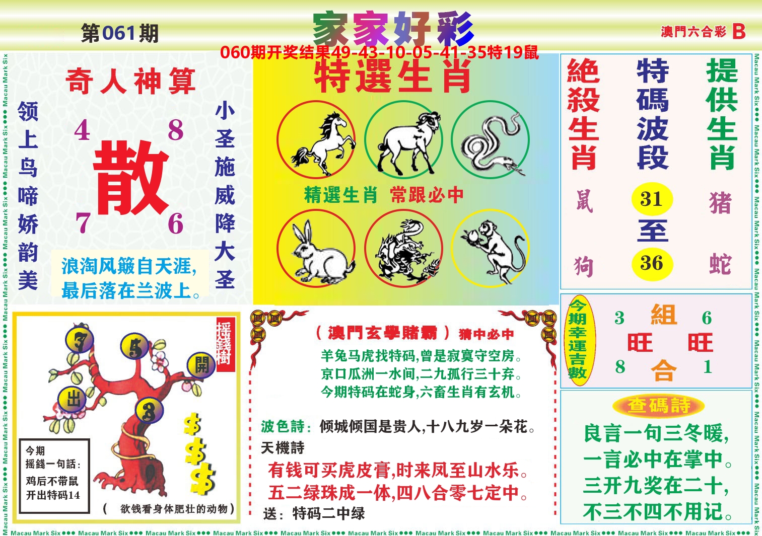 家家好彩B 第61期