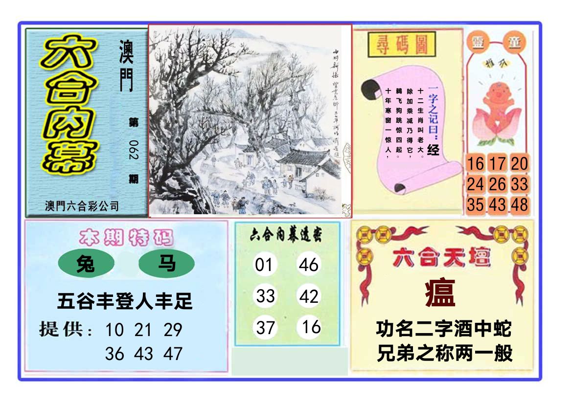六合内幕 第62期