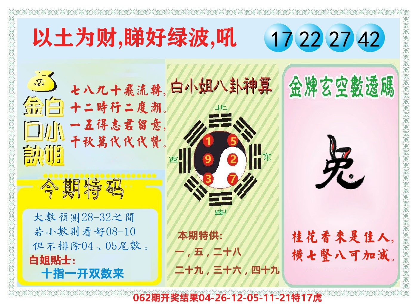 白小姐金口决 第63期