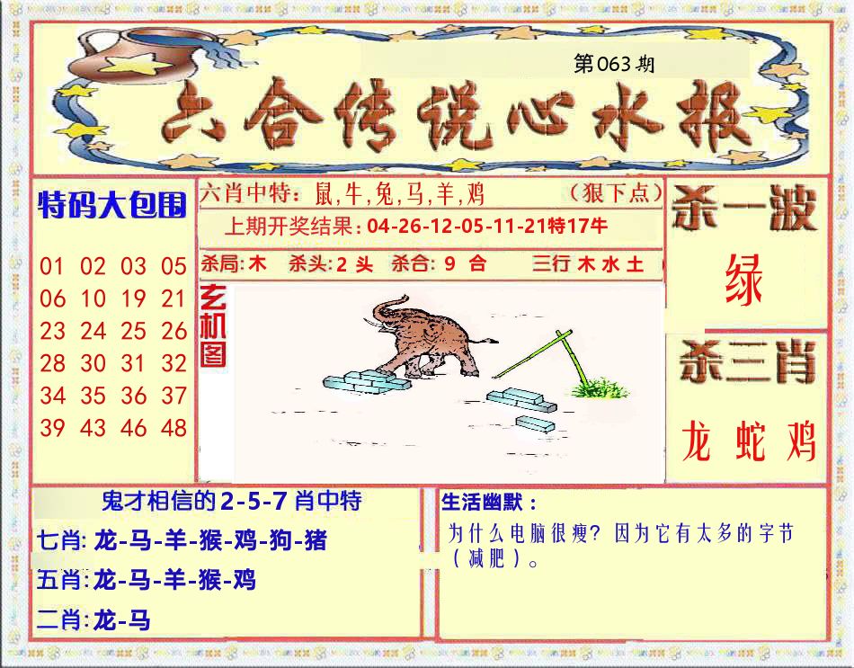 六合传说心水报 第63期