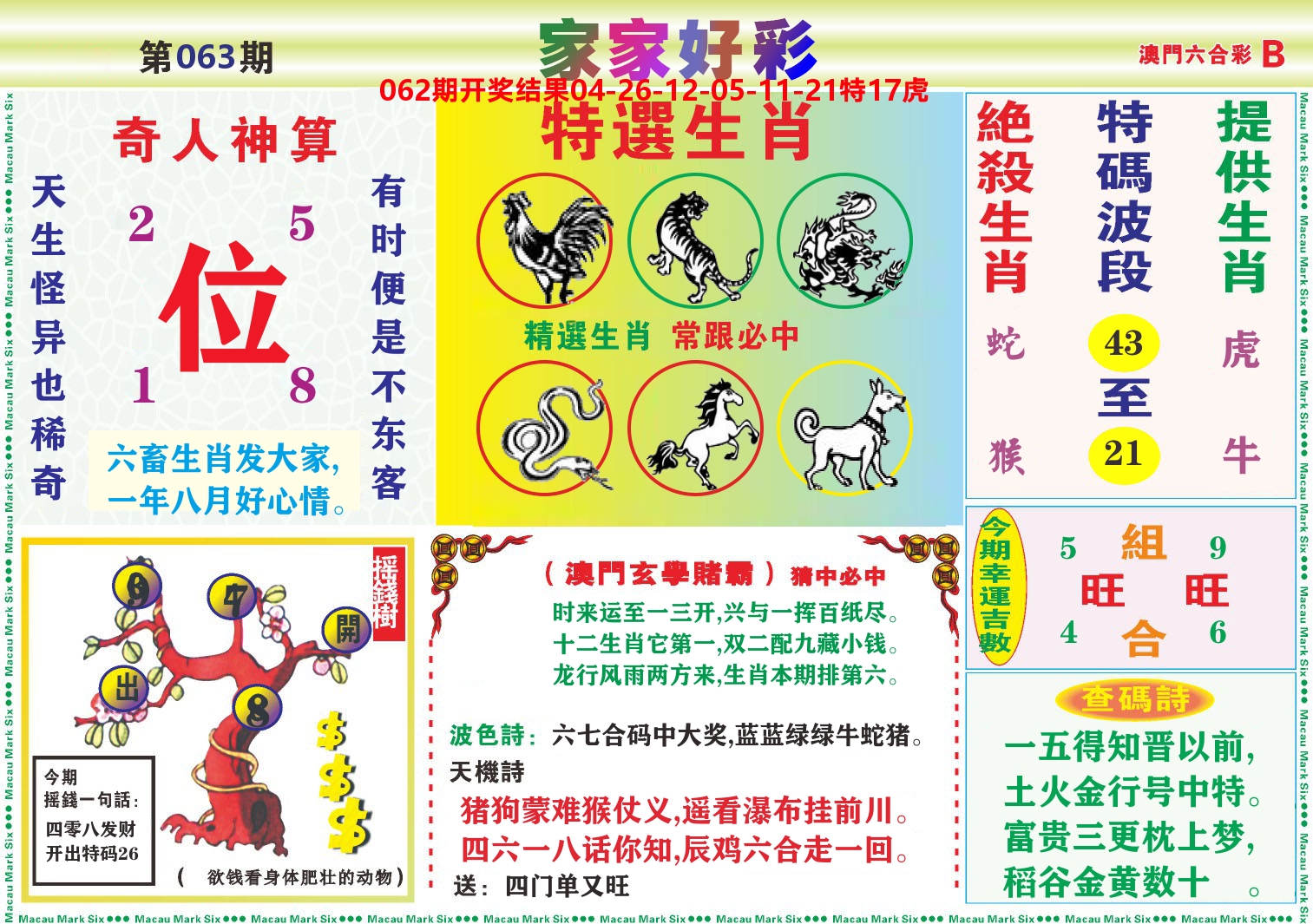 家家好彩B 第63期