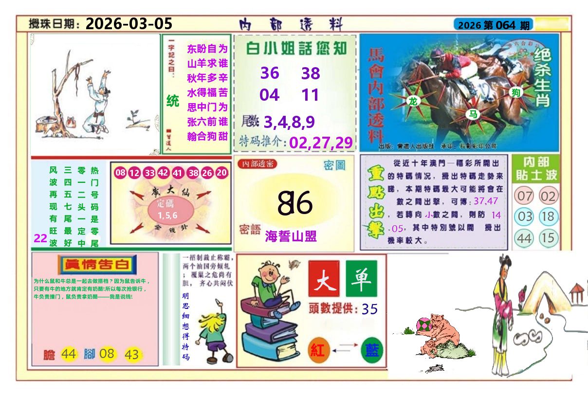 澳门内部透料A 第64期