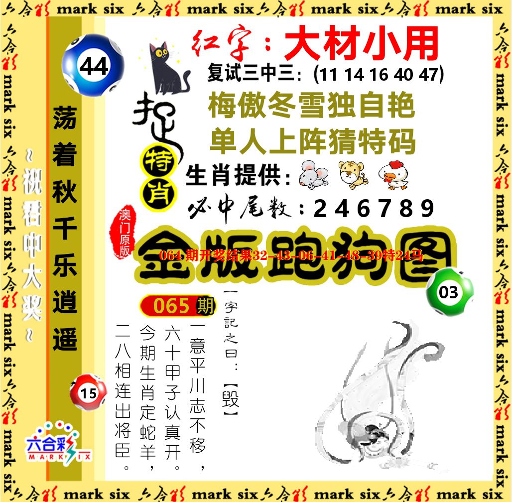 金版跑狗图 第65期