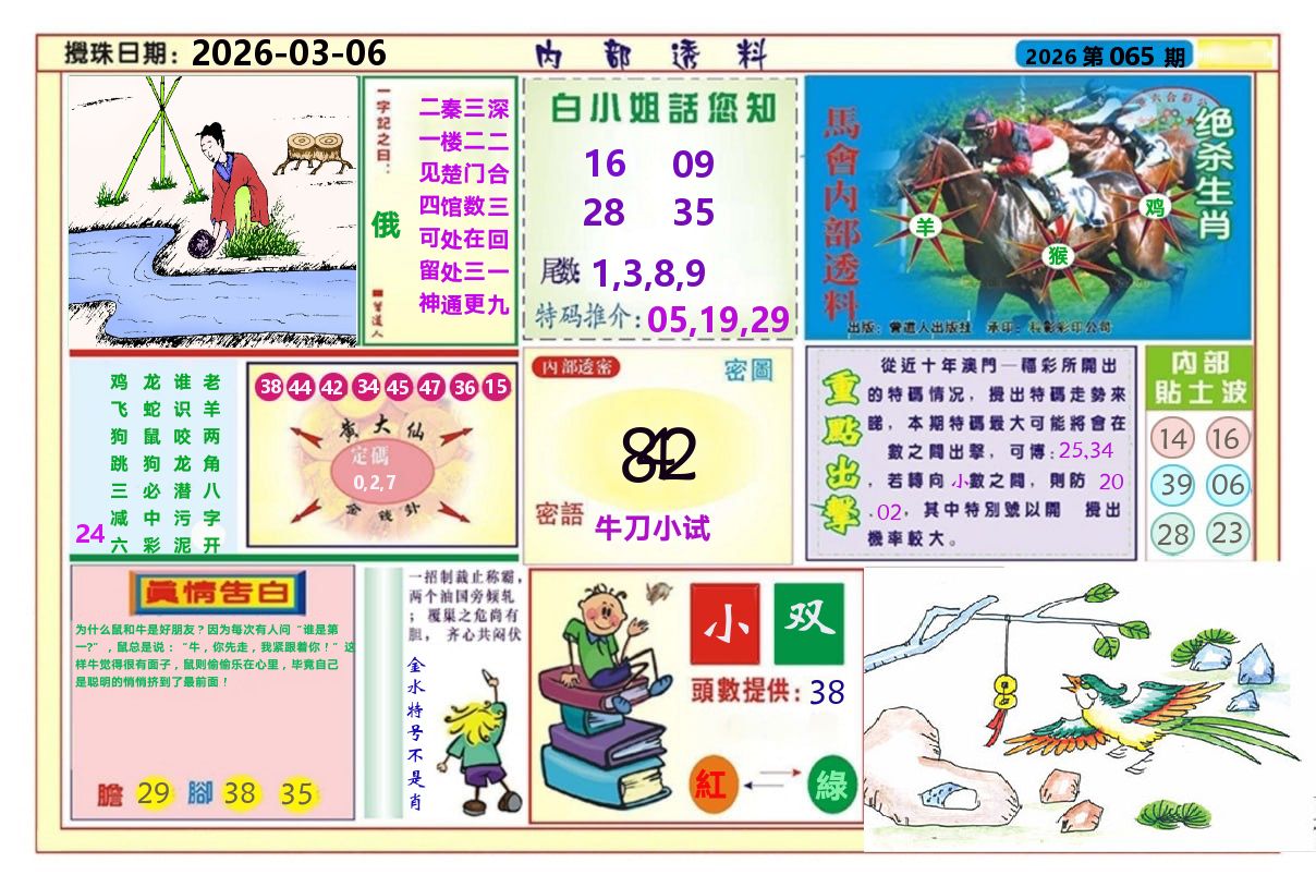 澳门内部透料A 第65期