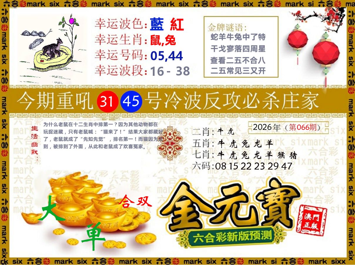 金元宝 第66期