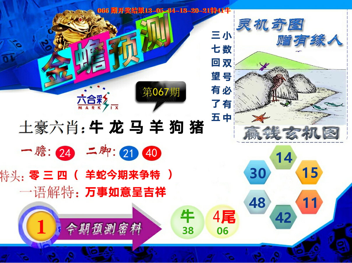 金蟾预测 第67期