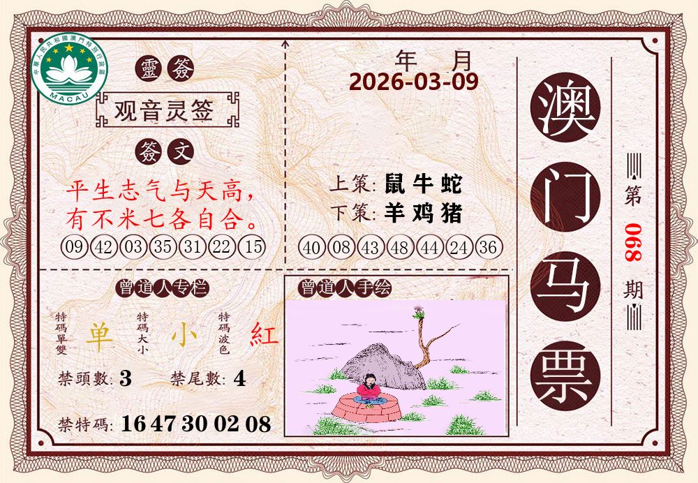 澳门马票 第68期