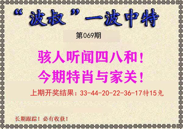 波叔中特 第69期