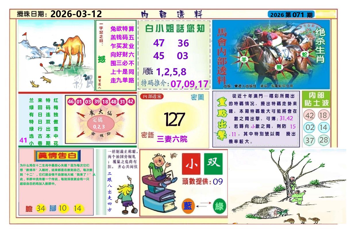 澳门内部透料A 第71期