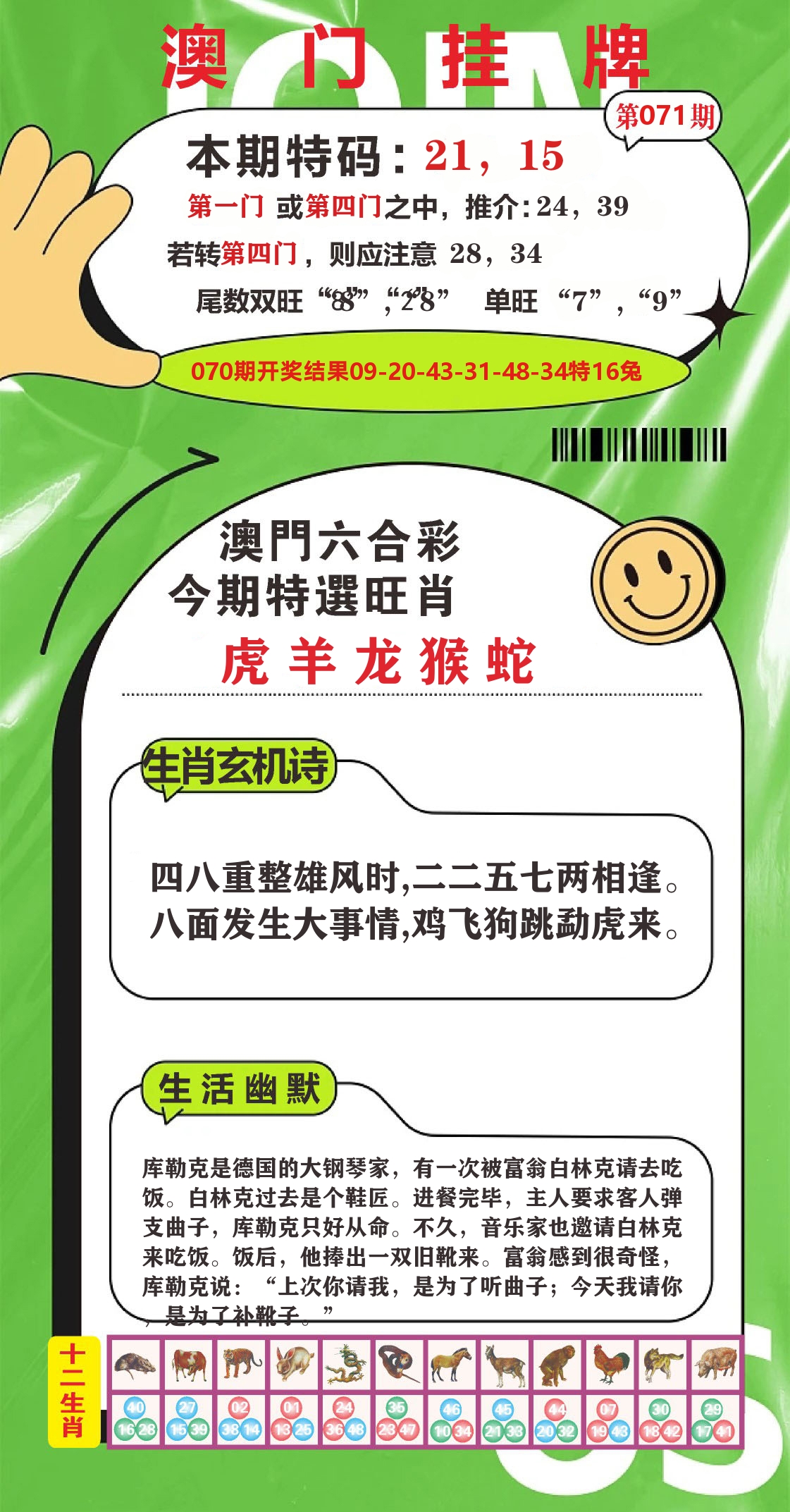 澳门赢天下B 第71期