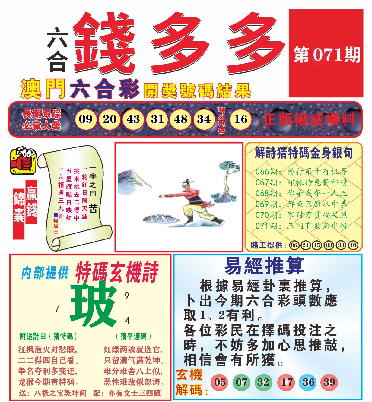 澳门钱多多B 第71期