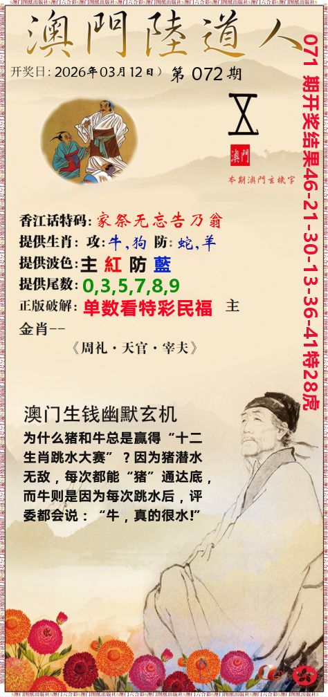 澳门陆道人 第72期
