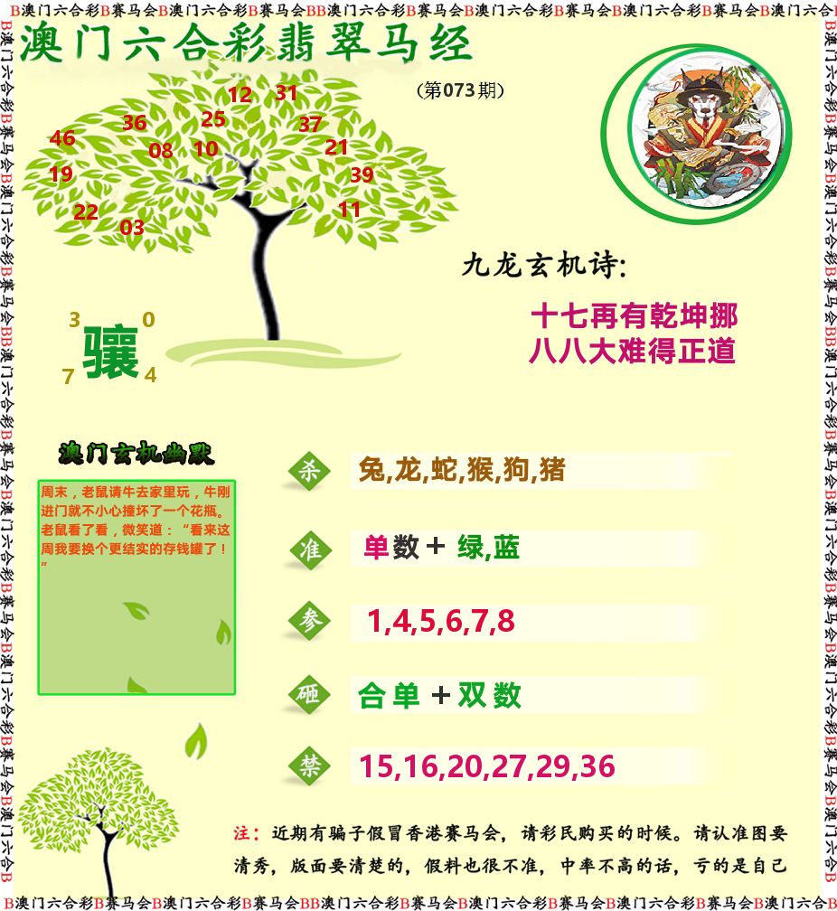 翡翠马经 第73期